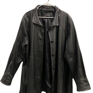 Vintage Pelle Studio Black Leather Trench Coat